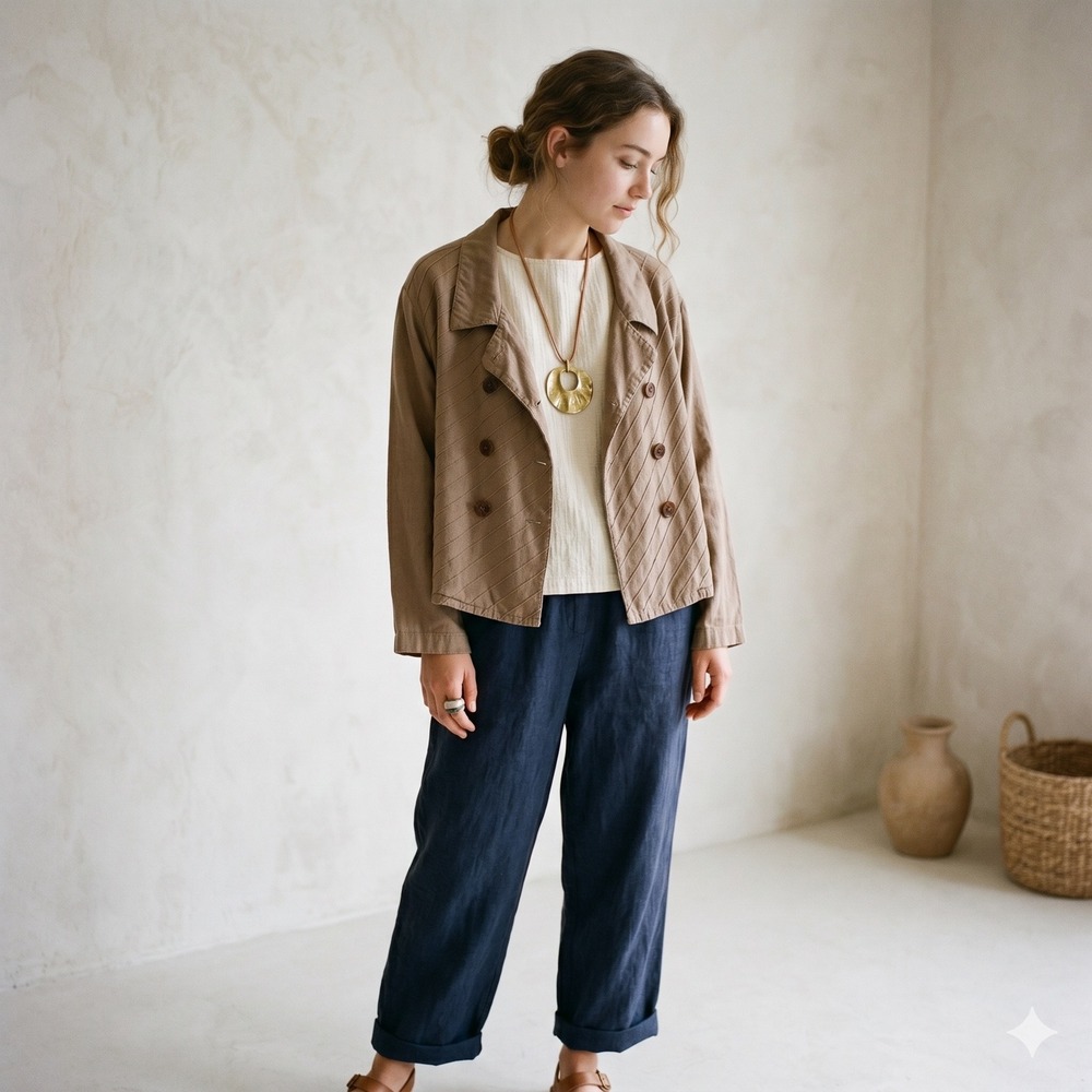 Kiko Taupe Quilted Double-Breasted Jacket